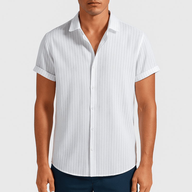 MARMIRI | Camisa de Rayas de Manga Corta para Hombre