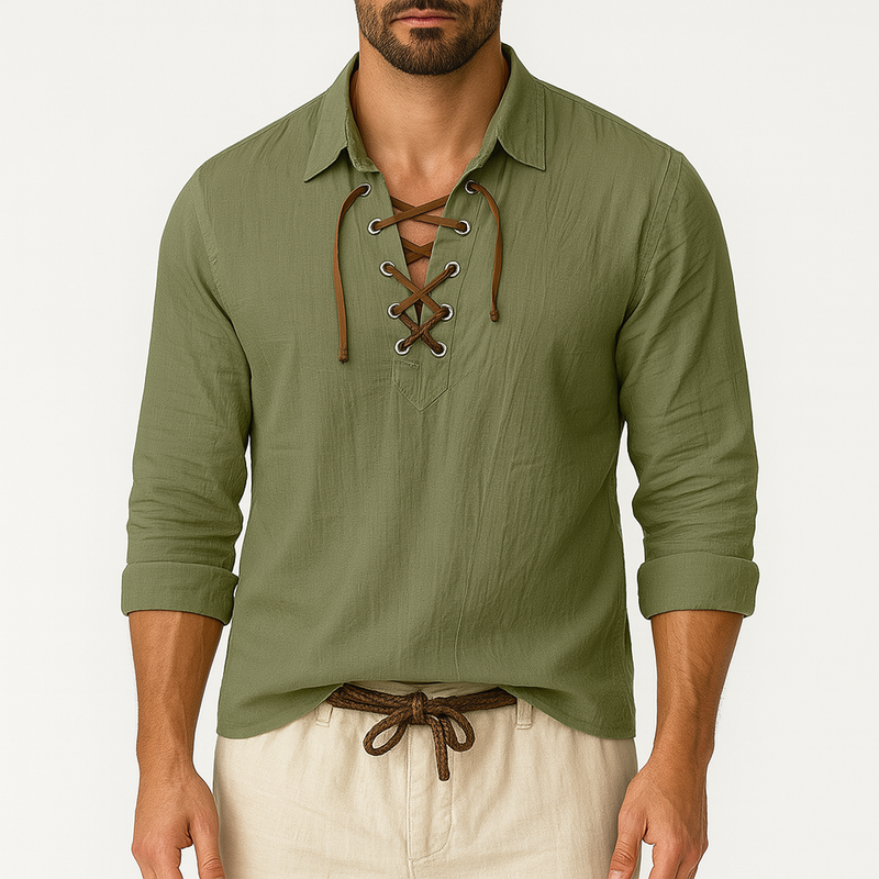 MARMIRI | Camisa de Lino de Manga Larga para Hombre