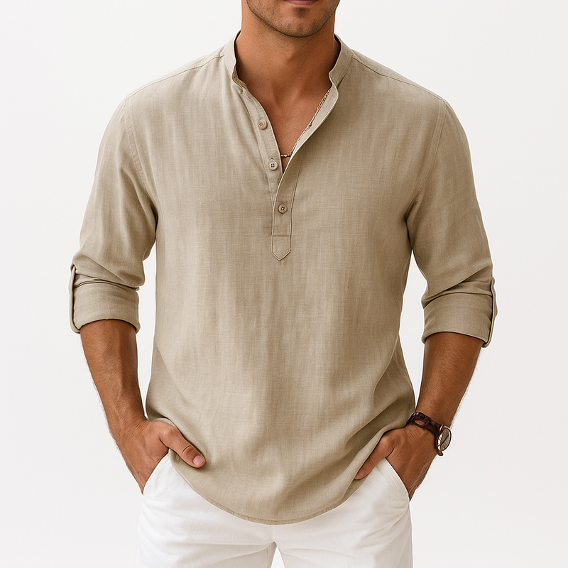 MARMIRI | Camisa Henley de Lino Ligera para Hombre