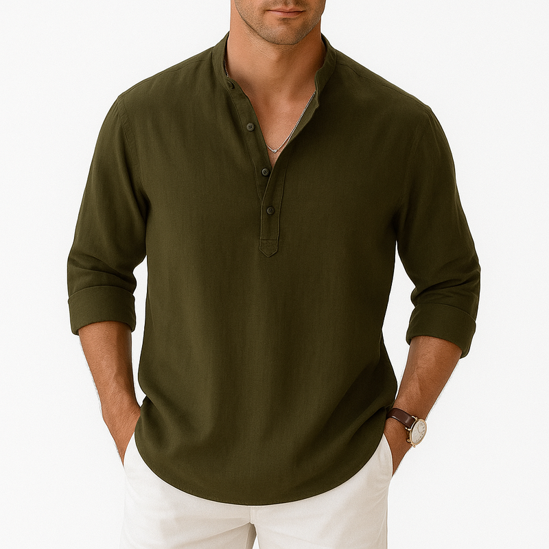 MARMIRI | Camisa Henley de Lino Ligera para Hombre