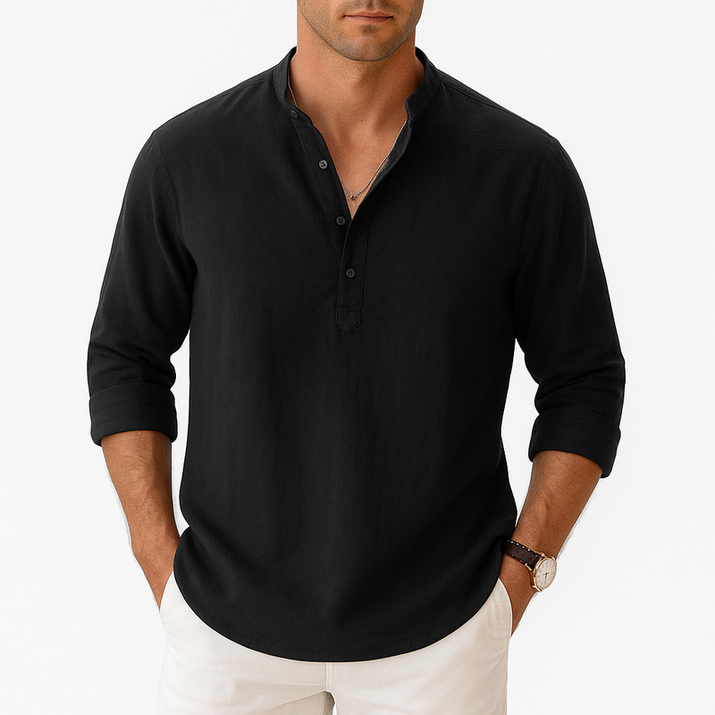 MARMIRI | Camisa Henley de Lino Ligera para Hombre