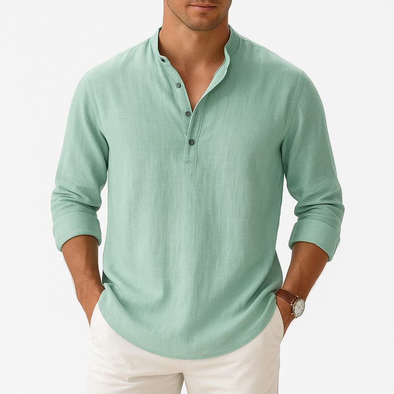MARMIRI | Camisa Henley de Lino Ligera para Hombre