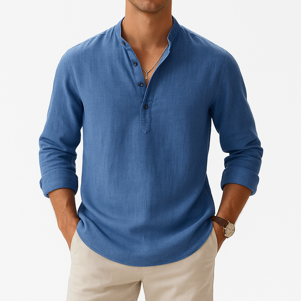 MARMIRI | Camisa Henley de Lino Ligera para Hombre