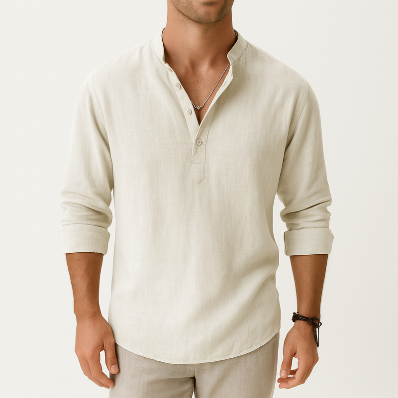 MARMIRI | Camisa Henley de Lino Ligera para Hombre