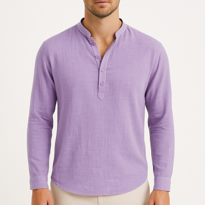 MARMIRI | Camisa Henley de Lino Ligera para Hombre