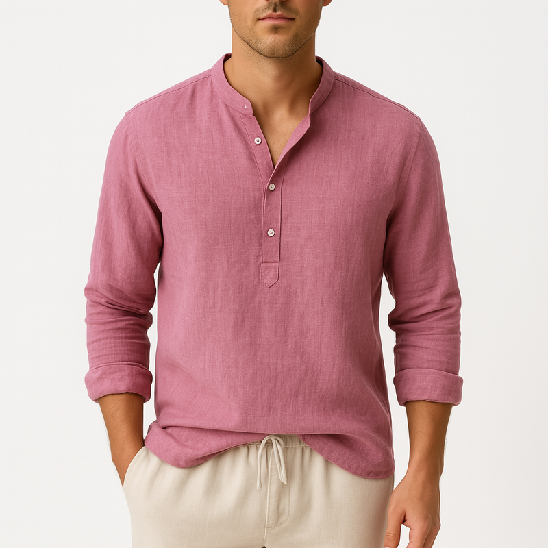 MARMIRI | Camisa Henley de Lino Ligera para Hombre