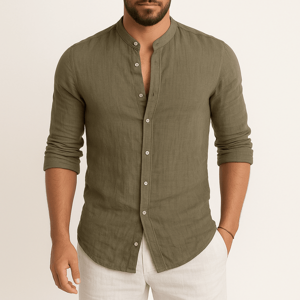 MARMIRI | Camisa de Lino con Cuello Mao