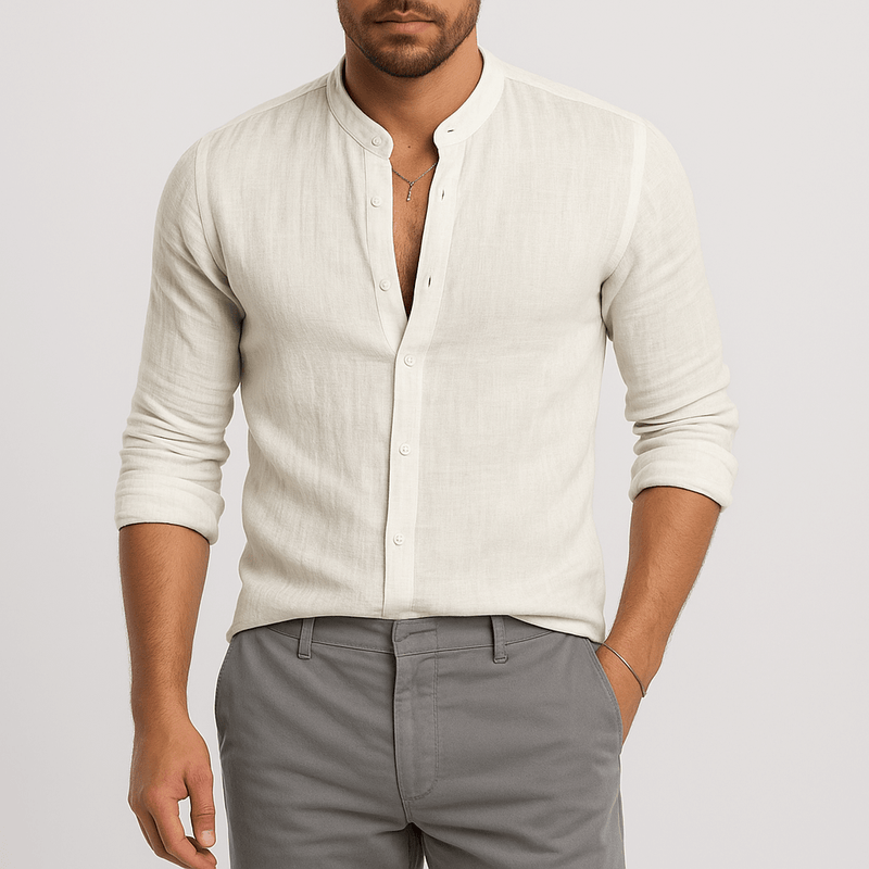 MARMIRI | Camisa de Lino con Cuello Mao