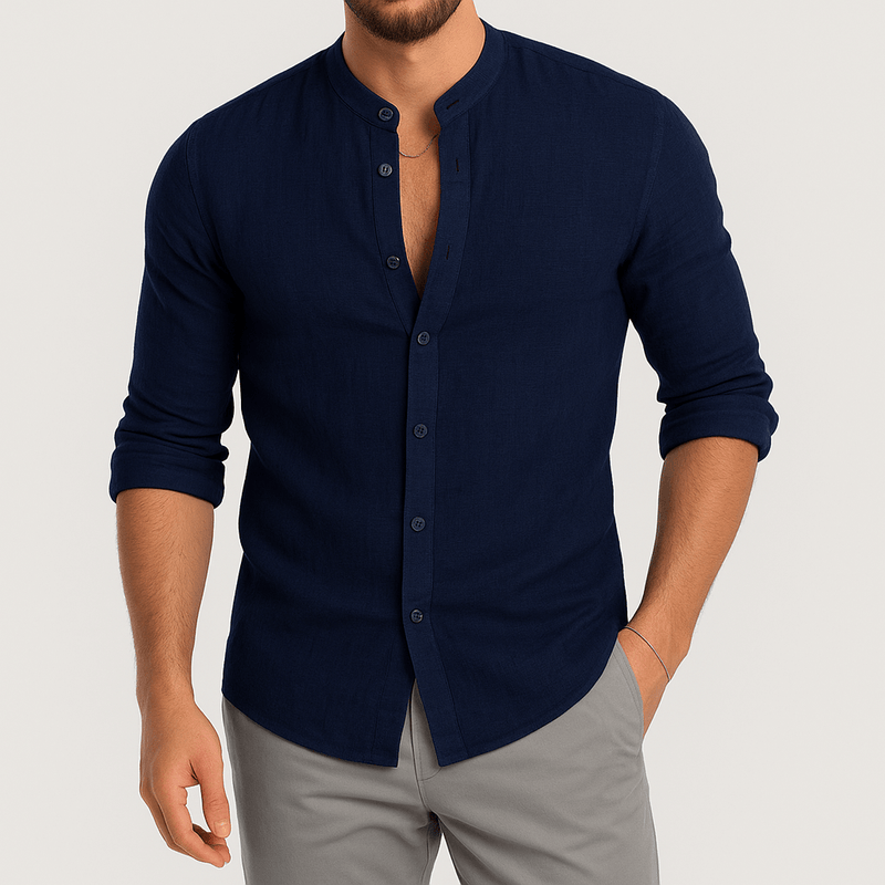 MARMIRI | Camisa de Lino con Cuello Mao