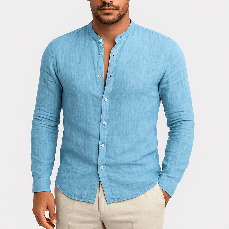 MARMIRI | Camisa de Lino con Cuello Mao