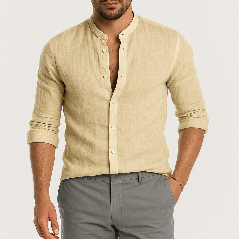 MARMIRI | Camisa de Lino con Cuello Mao