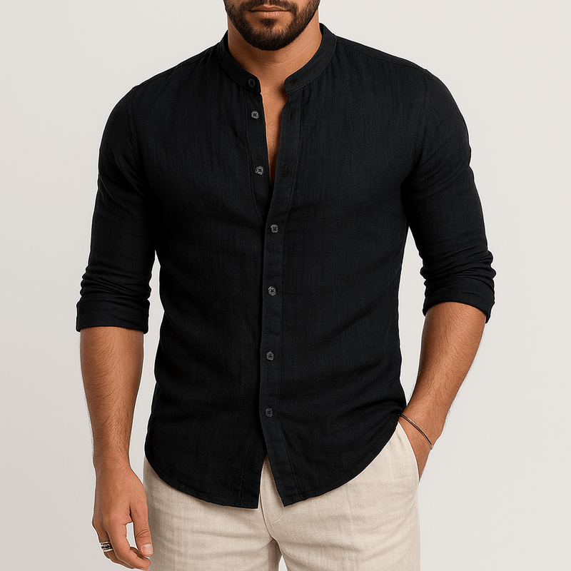MARMIRI | Camisa de Lino con Cuello Mao