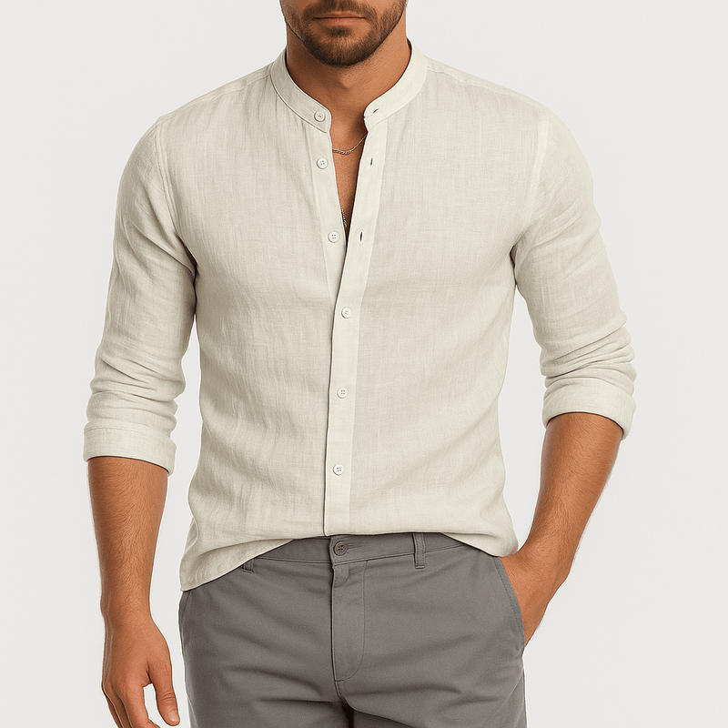 MARMIRI | Camisa de Lino con Cuello Mao