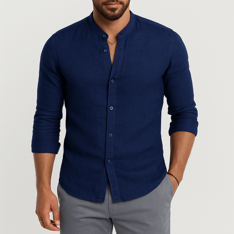 MARMIRI | Camisa de Lino con Cuello Mao