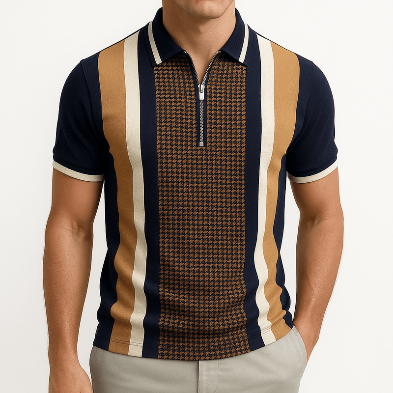 MARMIRI | Polo Retro con Cremallera y Rayas