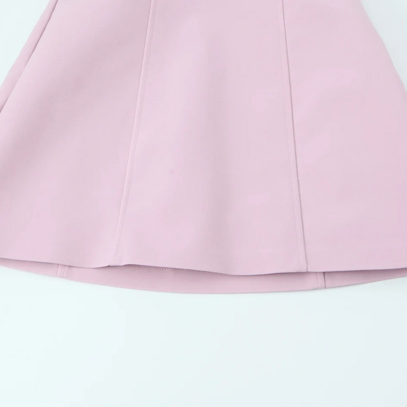 Jaslyn | Vestido mini rosa palabra de honor con detalle de lazo