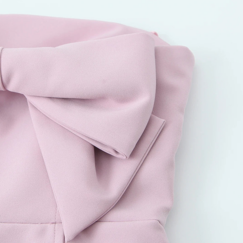 Jaslyn | Vestido mini rosa palabra de honor con detalle de lazo