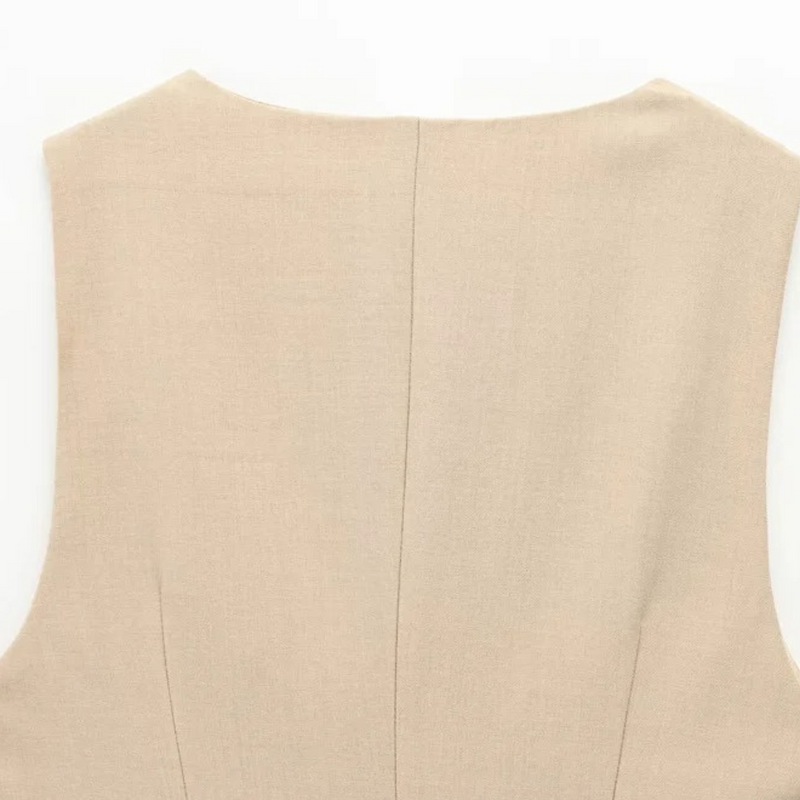 Selena | Vestido mini sin mangas, escote en V, botones y pliegues