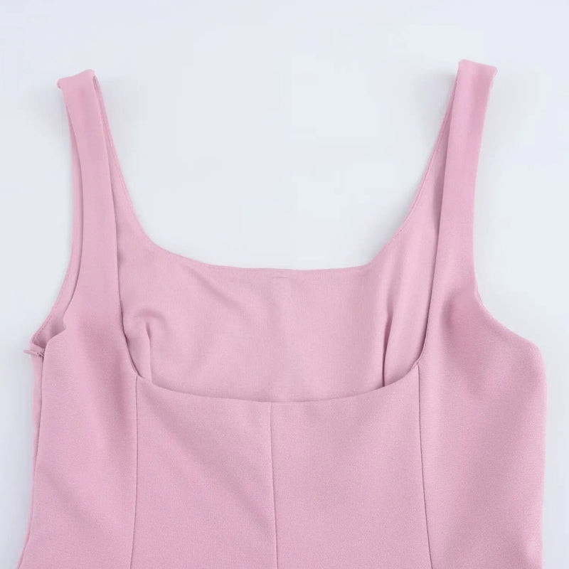 Paulie | Vestido mini sin mangas con escote cuadrado y diseño plisado