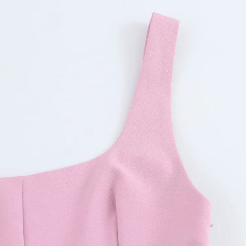 Paulie | Vestido mini sin mangas con escote cuadrado y diseño plisado